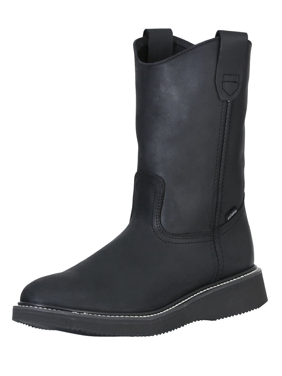 Establo Men's Work Boot Grasso Leather
 - Black 312
