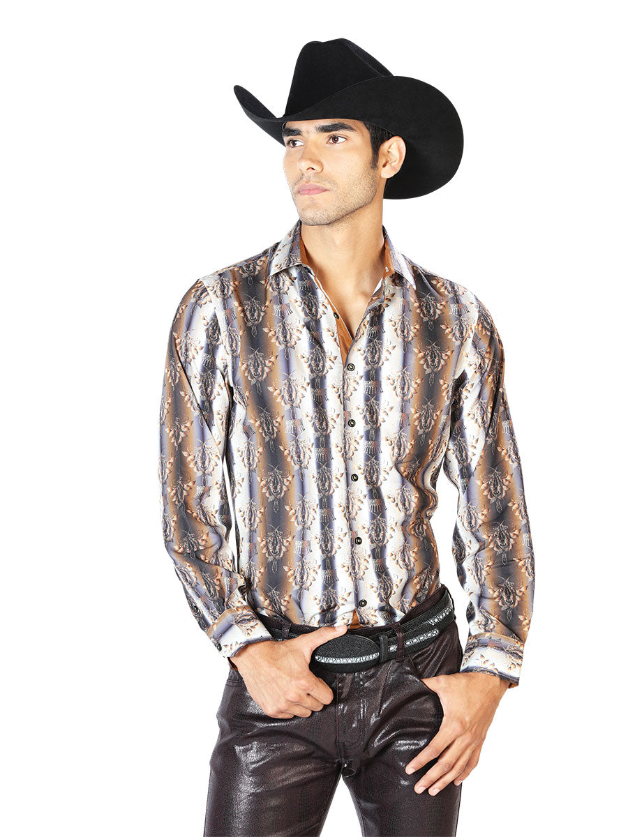 Black And Brown Casual Long Sleeve Shirt 43546