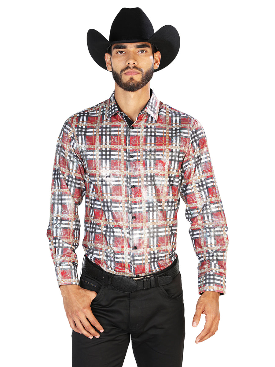Red Checker Casual Long Sleeve Shirt 43816