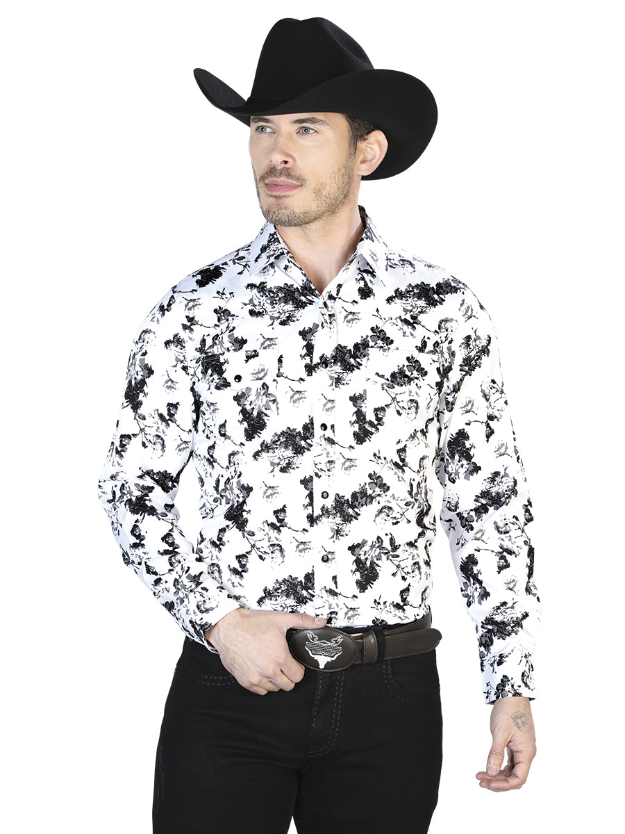 White And Black Casual Long Sleeve Shirt 43952