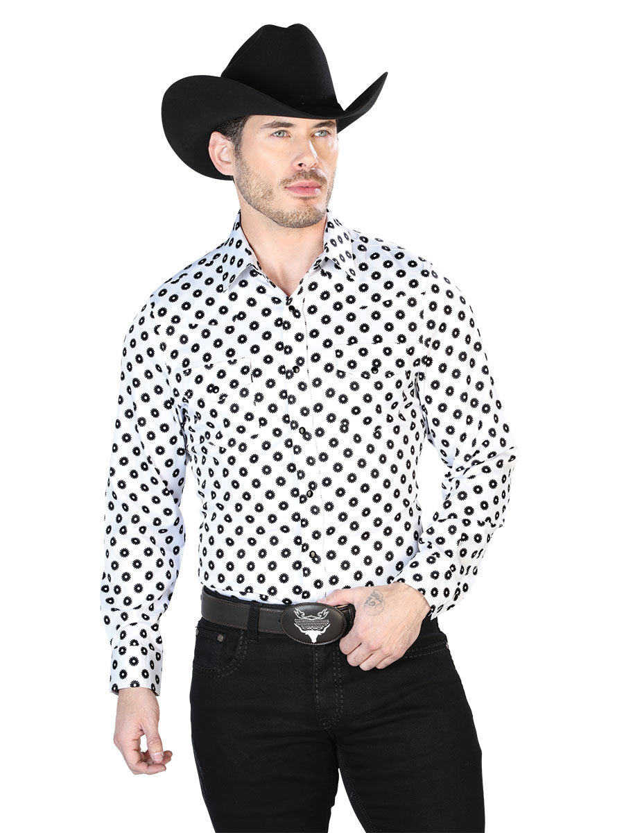 White And Black Casual Long Sleeve Shirt 43964