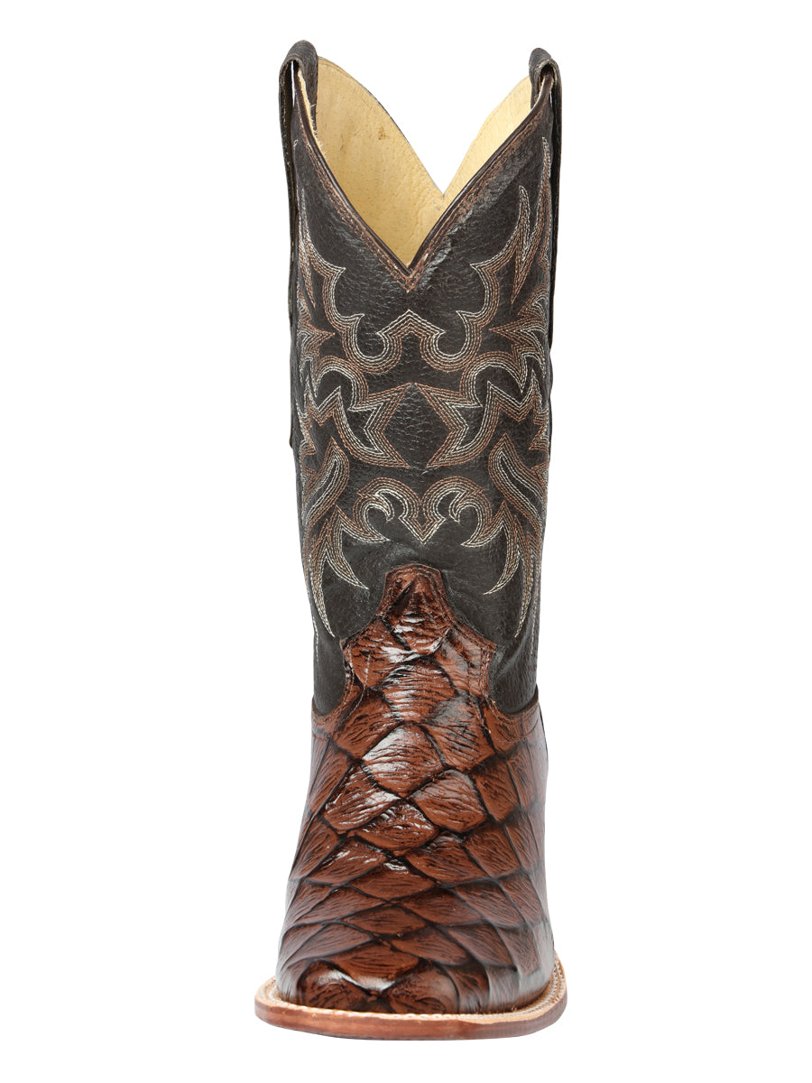El Señor de los Cielos Men's Rodeo Boot - Monster Fish Imitation Leather - Brown 44931