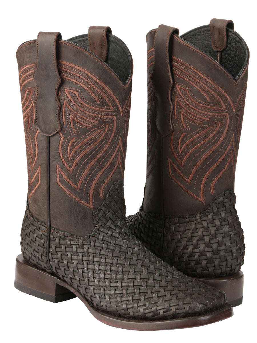 El General Men's Leather Rodeo Boots Petatillo - Chocolate 45013