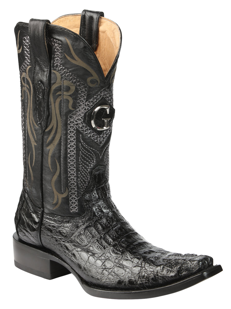 El General Men's Exotic Caiman Nuca Cowboy Boots - Black 45081