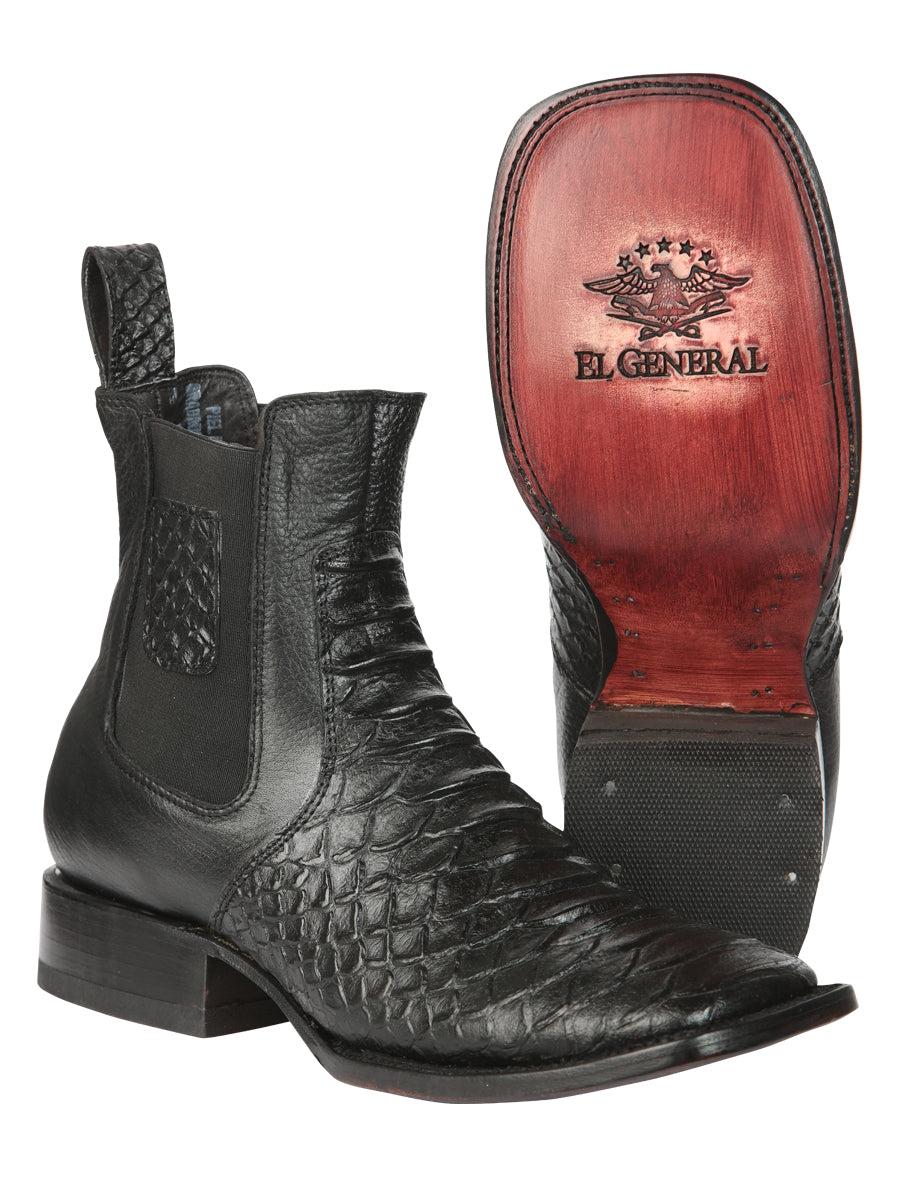 El General Men's Python Imitation Black Ankle Boots 45093