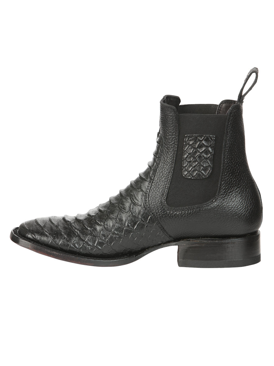 El General Men's Python Imitation Black Ankle Boots 45093