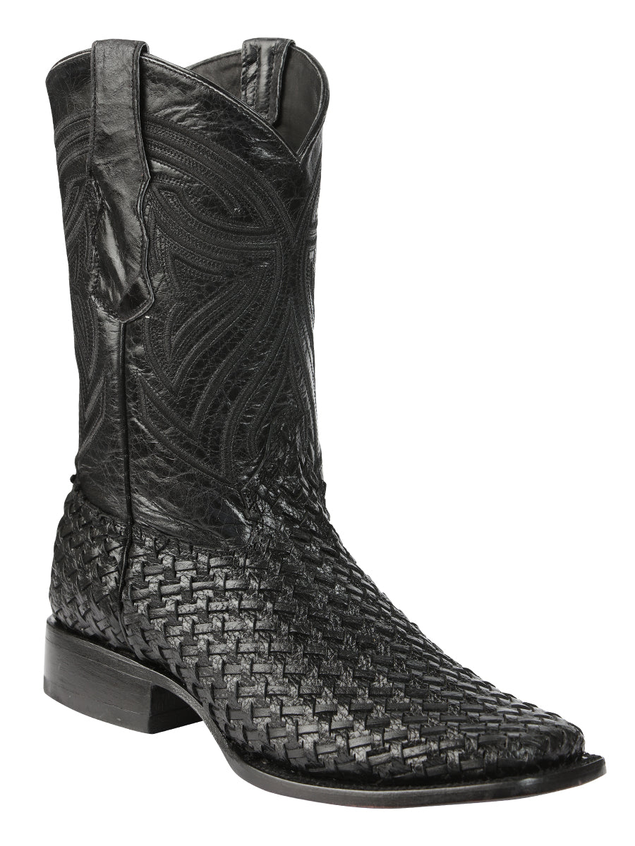 El General Men’s Leather Rodeo Boots Petatillo - Black 45096