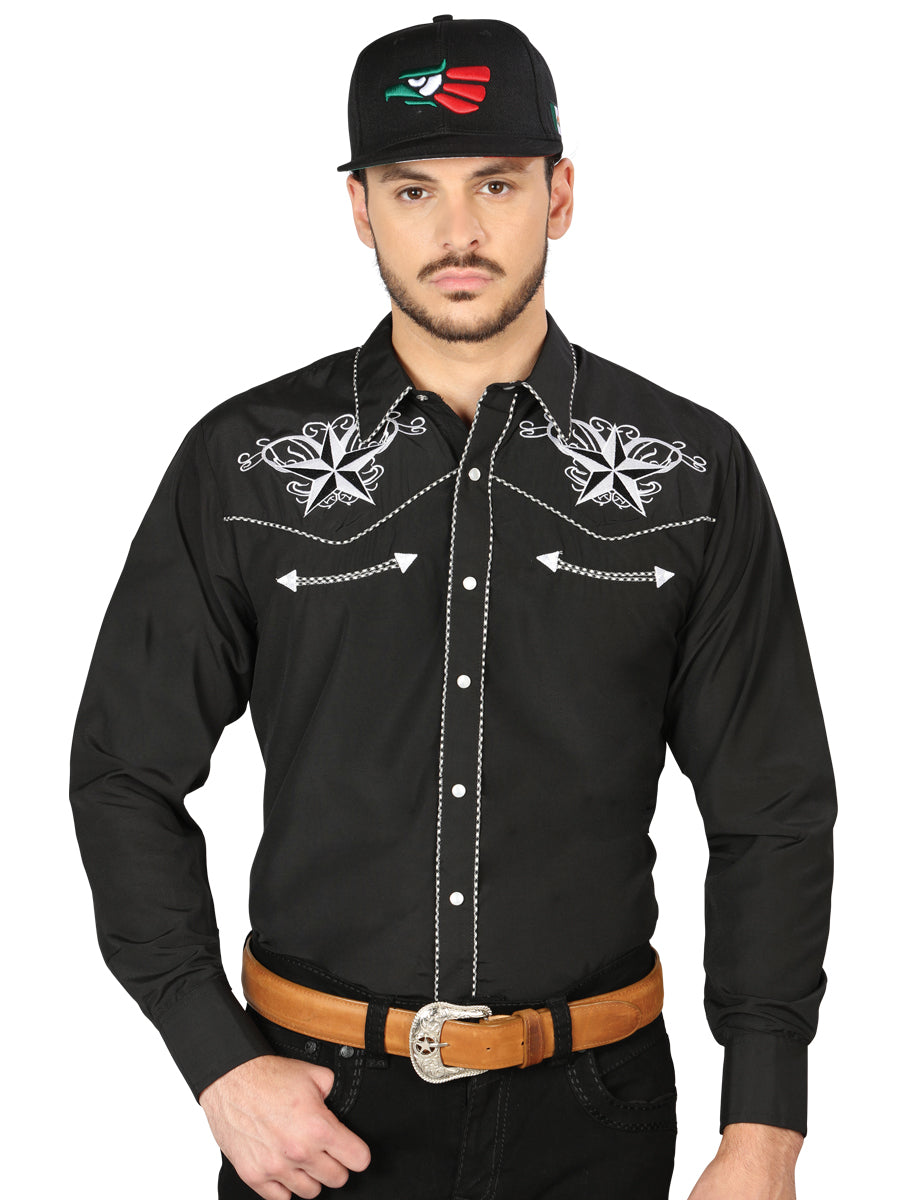 El General Embroidery Western Shirt Black/White 126682