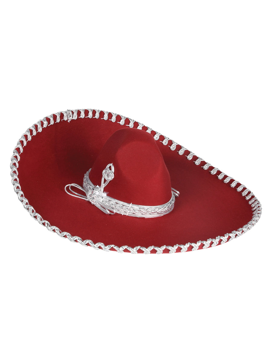 Adult
 Mexicanl Charro Hat Velvet Wine/Silver 602321
