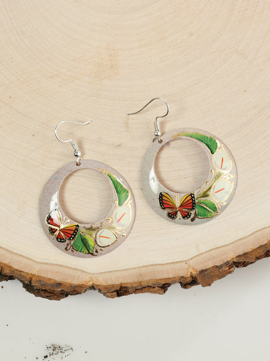 Artisanal Hand Painted Earrings 1.5" Copper Beige 603452