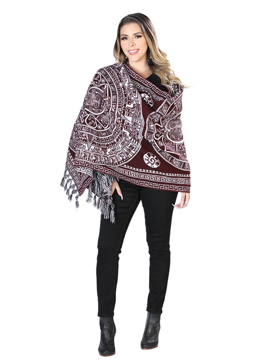 Mexican Artisanal Shawl 100% Acrylic Wine 603889