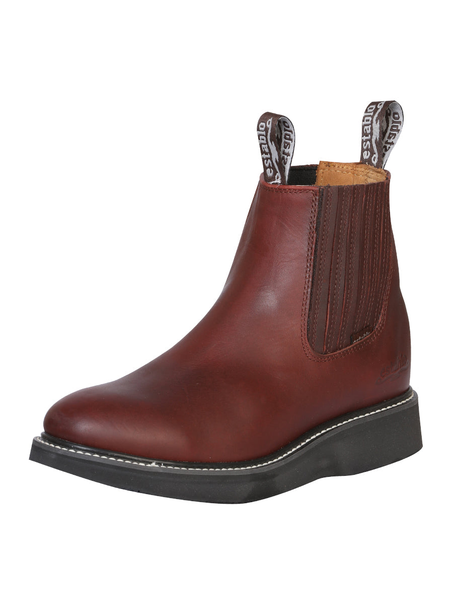 Establo Men's Work Ankle Boot - Grasso Leather - Wine 24963