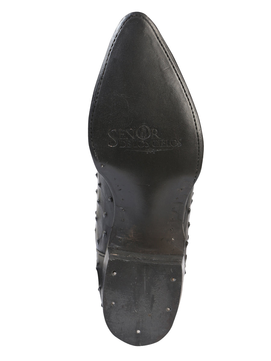 El Señor de los Cielos Men's Western Boots - Imitation Ostrich Leather - Black 40836