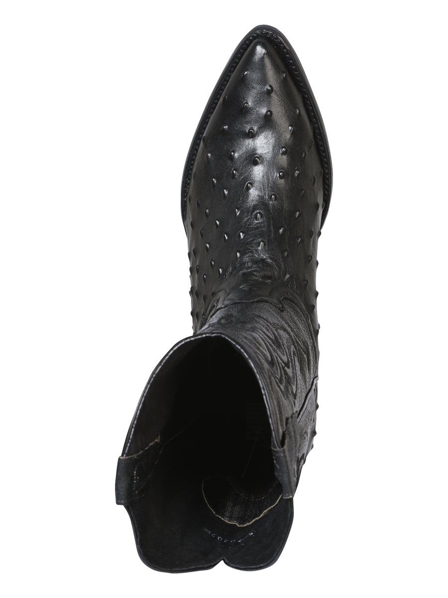 El Señor de los Cielos Men's Western Boots - Imitation Ostrich Leather - Black 40836