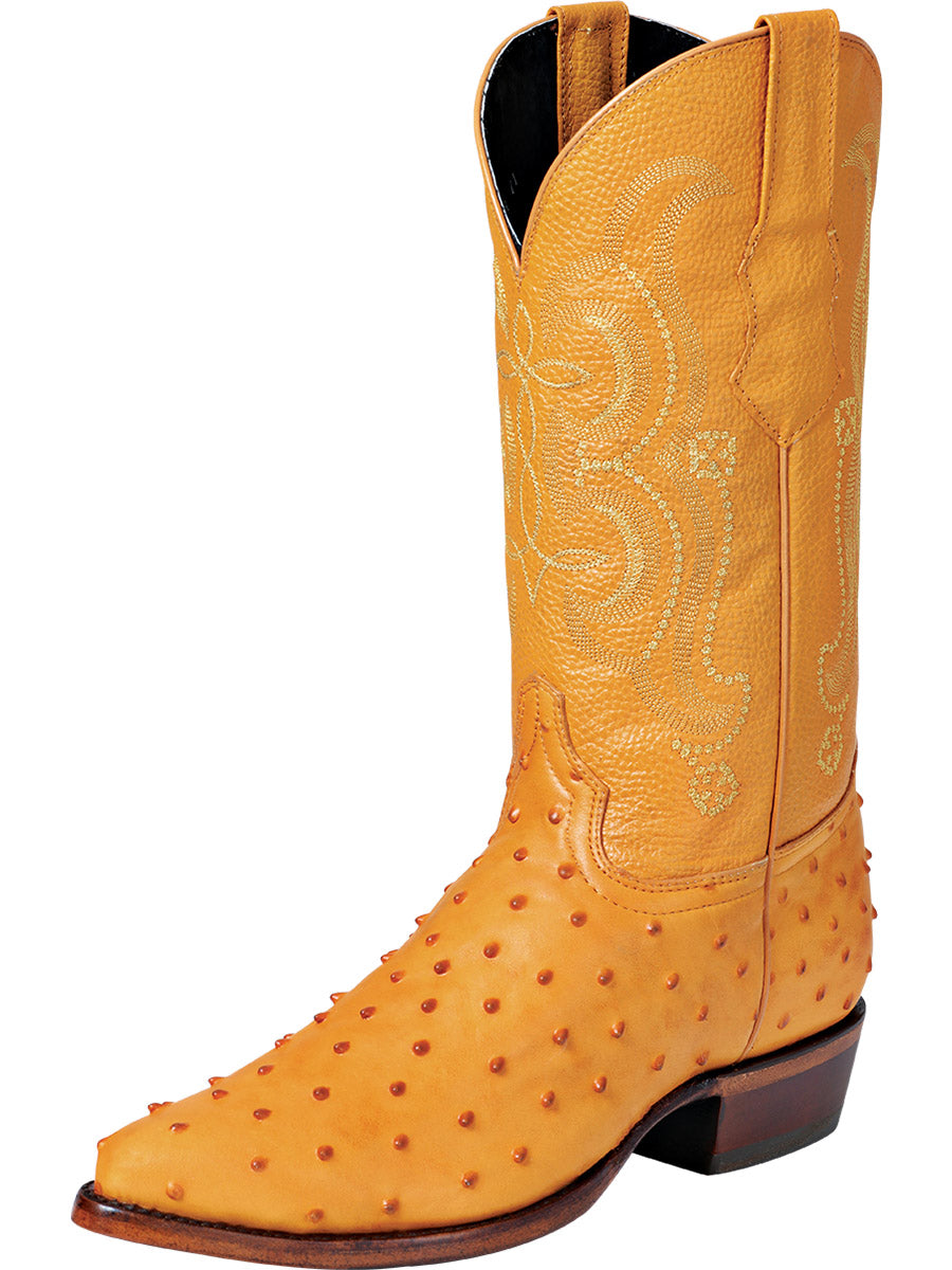 El Señor de los Cielos Men's Western Boot - Ostrich Print Leather - Butter 40837