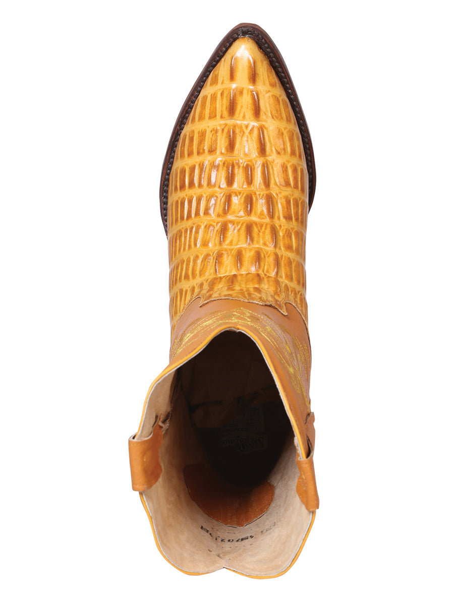 El Señor de los Cielos Men's Western Boot - Caiman Tail Print Leather - Butter 40843