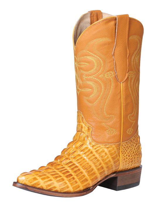 El Señor de los Cielos Men's Western Boot - Caiman Tail Print Leather - Butter 40843