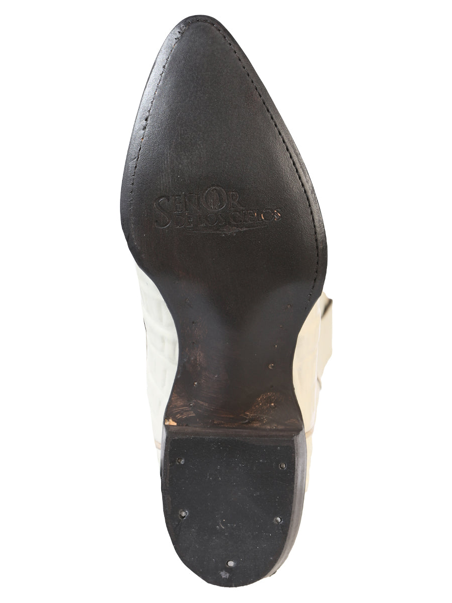 El Señor de los Cielos Men's Western Boot - Caiman Tail Print Leather - Bone 40845