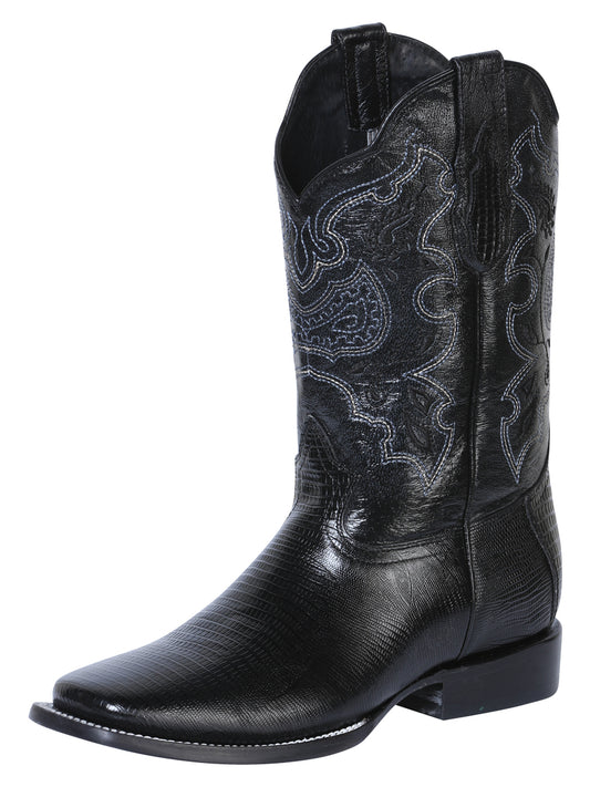 El General Men's Rodeo Boot - Imitation Lizard - Black 41904