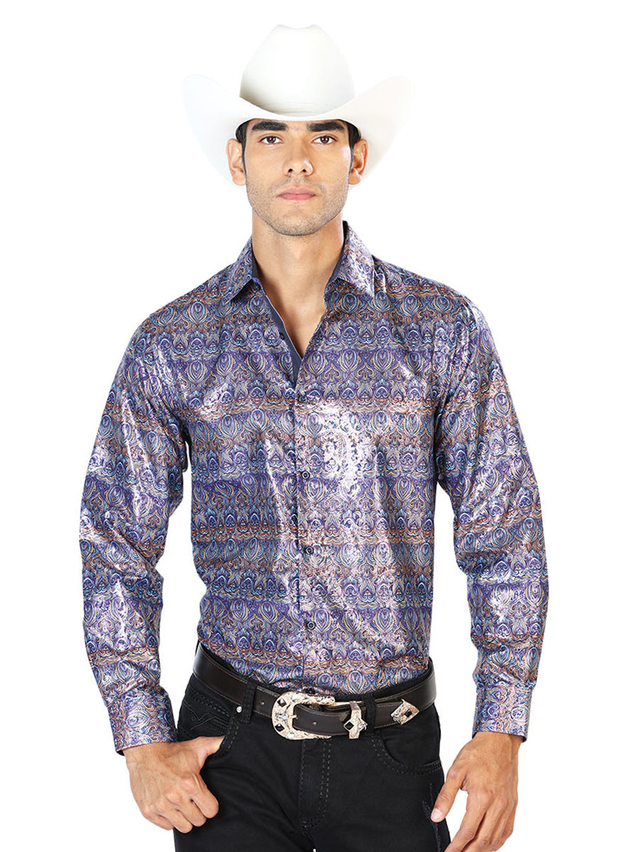 Navy Blue Casual Long Sleeve Shirt 43567