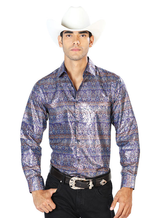 Navy Blue Casual Long Sleeve Shirt 43567