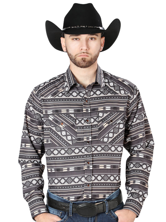 Brown Long Sleeve Cowboy Shirt 44217
