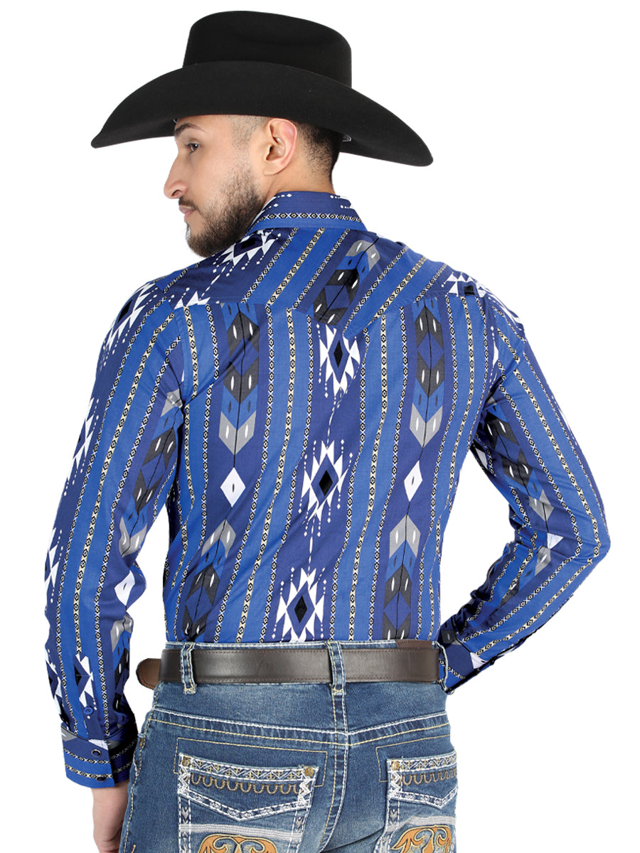 El General - Casual Long Sleeve Shirt - Blue 44474