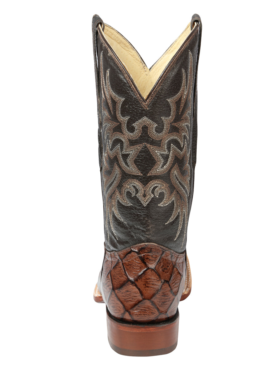 El Señor de los Cielos Men's Rodeo Boot - Monster Fish Imitation Leather - Brown 44931