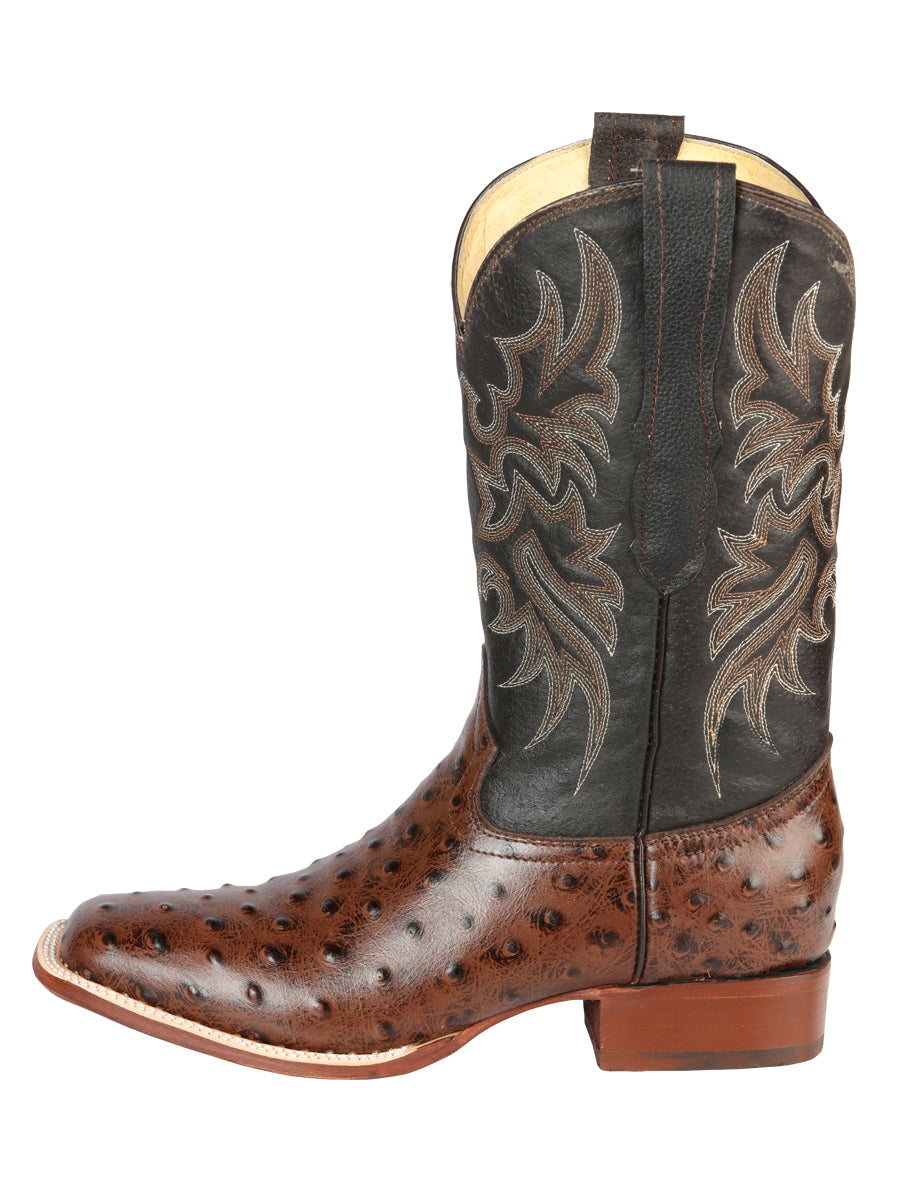 El Señor de los Cielos Men's Rodeo Boot - Imitation Ostrich Leather - Brown 44934