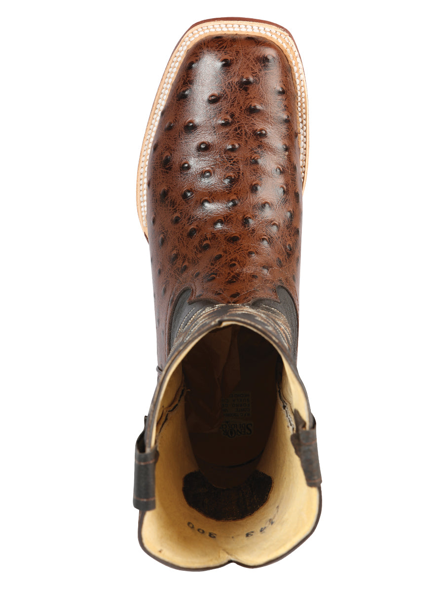 El Señor de los Cielos Men's Rodeo Boot - Imitation Ostrich Leather - Brown 44934