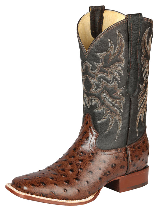 El Señor de los Cielos Men's Rodeo Boot - Imitation Ostrich Leather - Brown 44934