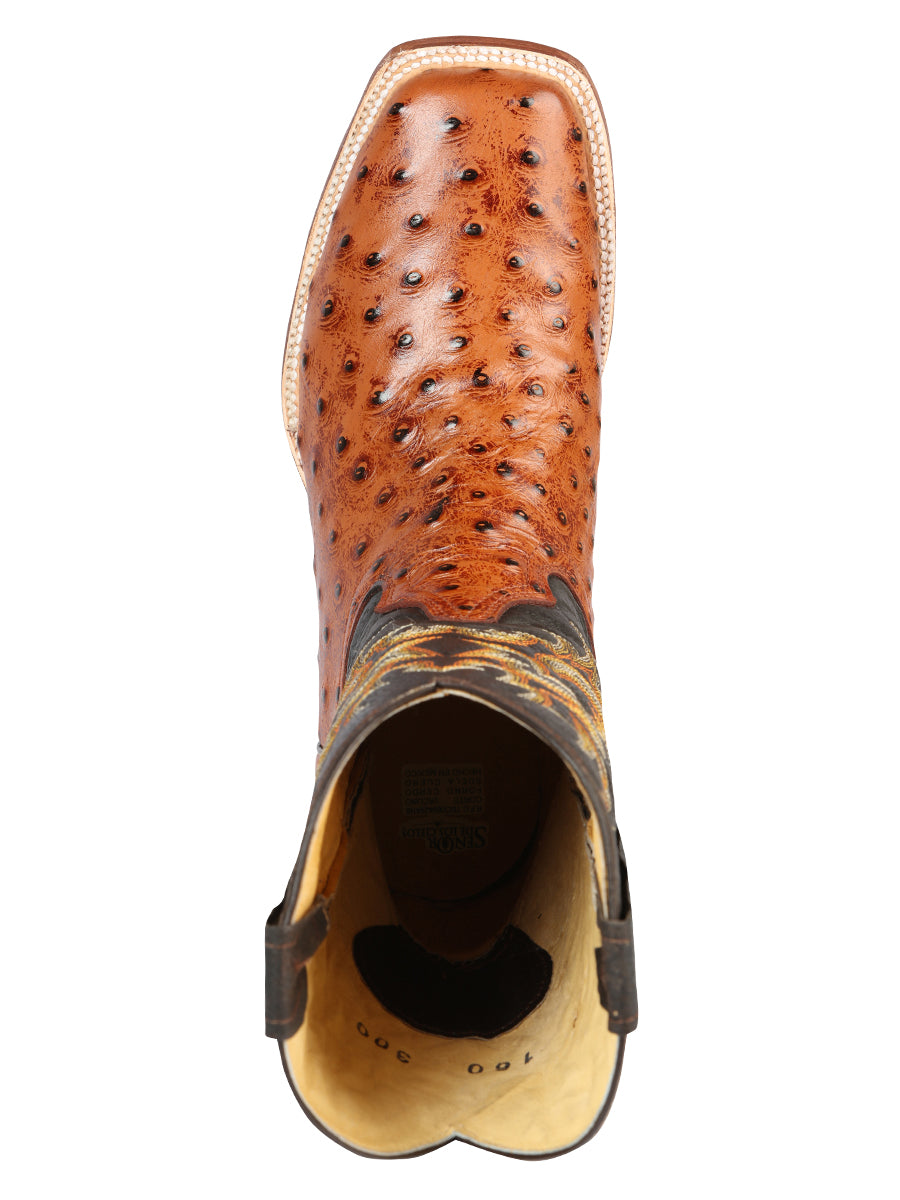 El General Rodeo - Printed Ostric leather boots - Cogñac 44936