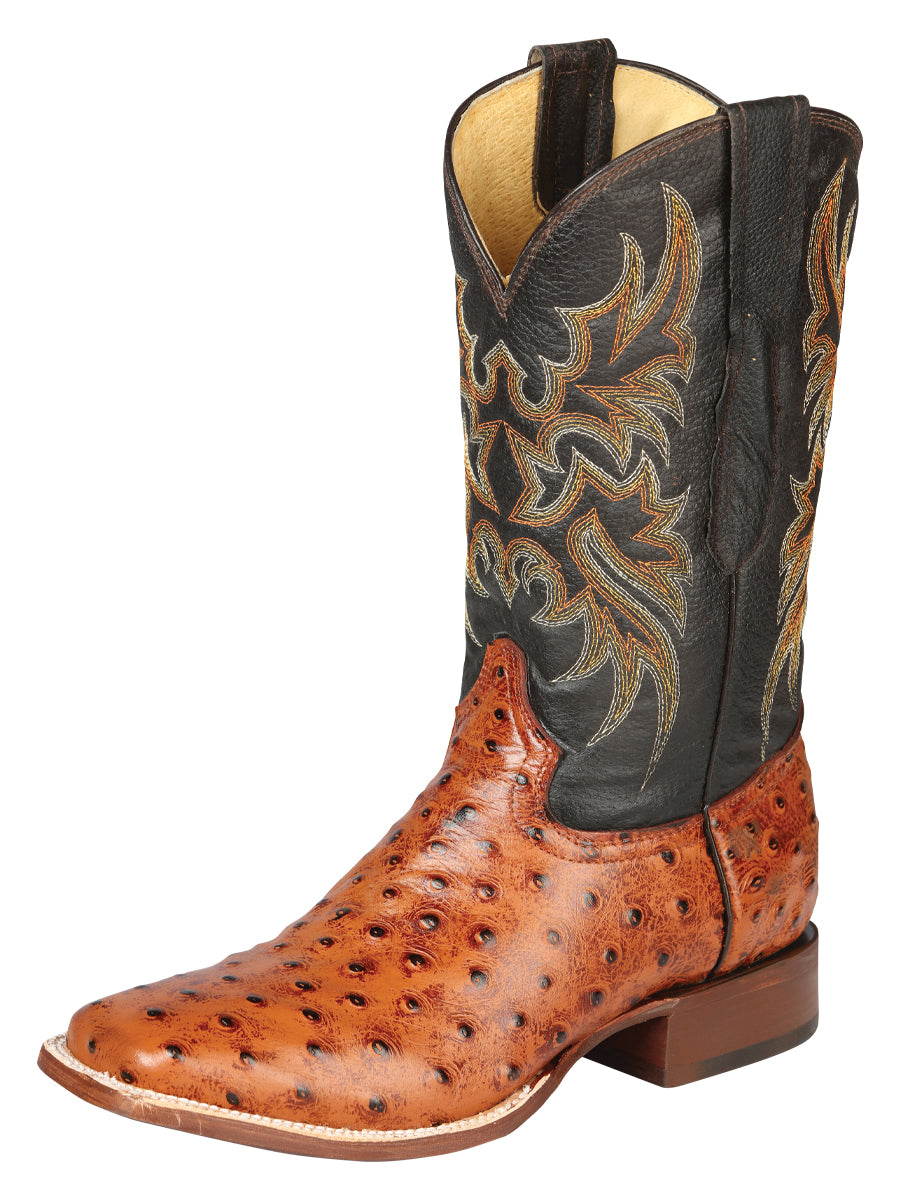 El General Rodeo - Printed Ostric leather boots - Cogñac 44936