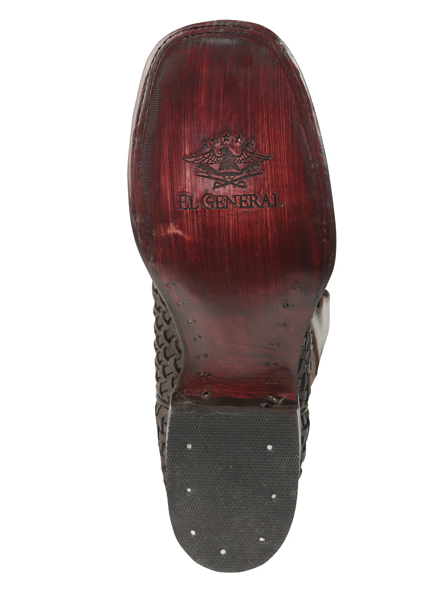 El General Men's Leather Rodeo Boots Petatillo - Chocolate 45013