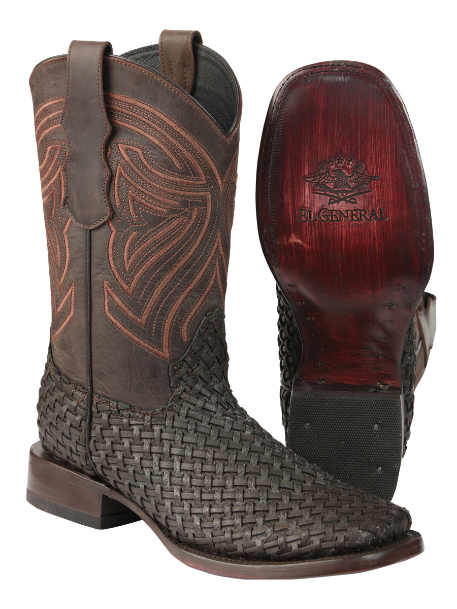 El General Men's Leather Rodeo Boots Petatillo - Chocolate 45013