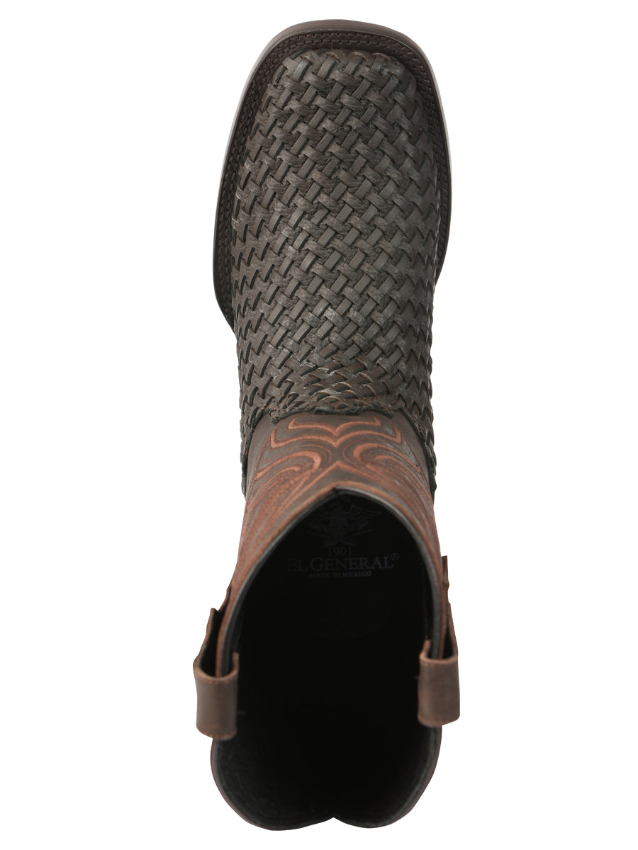 El General Men's Leather Rodeo Boots Petatillo - Chocolate 45013
