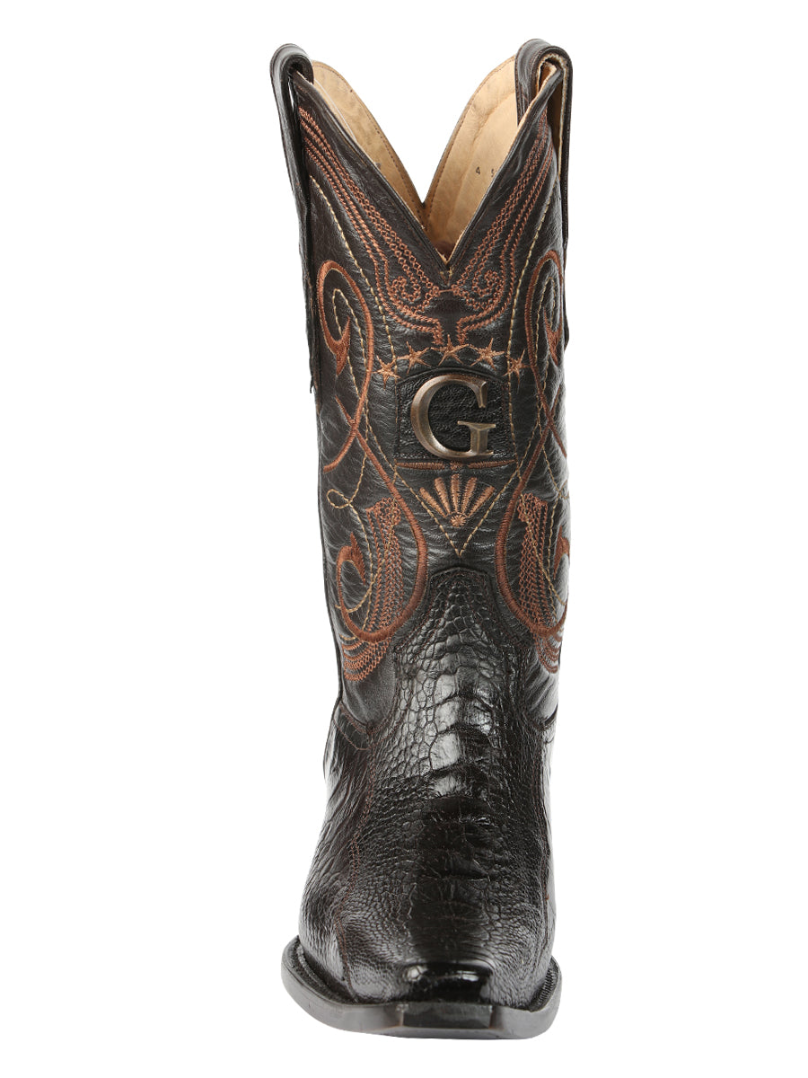 El General Men's Exotic Ostrich Leg Cowboy Boots - Brown 45068