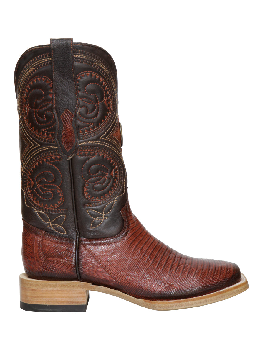 El General Men's Exotic Lizard Rodeo Cowboy Boots - Cognac 45071