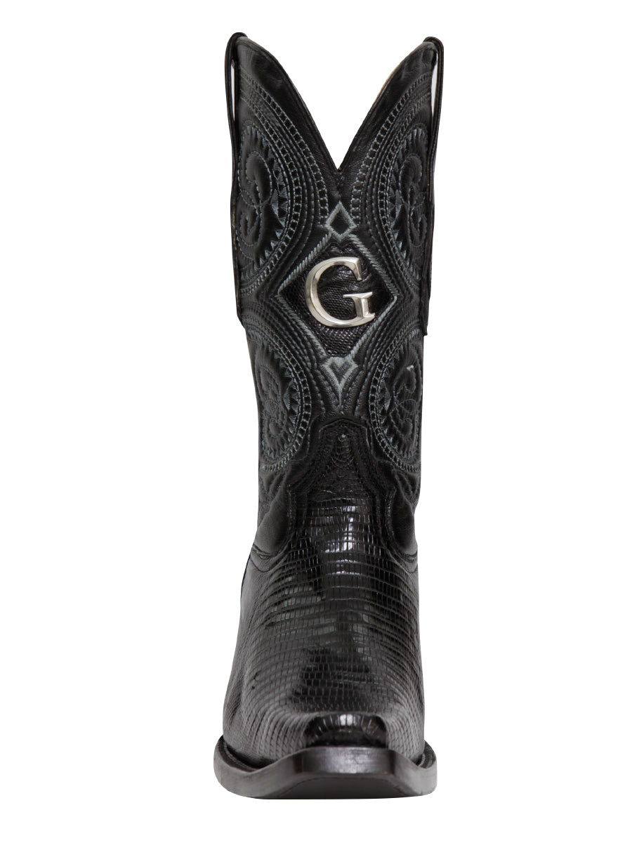 El General Men's Exotic Lizard Cowboy Boots - Black 45072