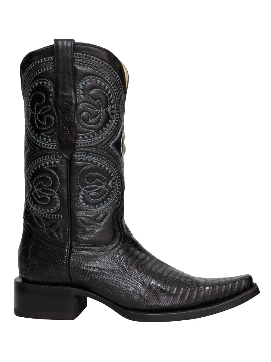 El General Men's Exotic Lizard Cowboy Boots - Black 45072