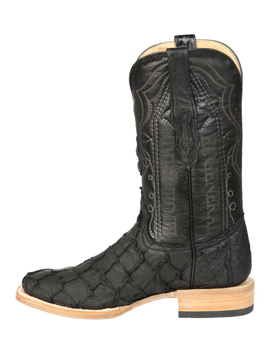 El General Men's Exotic Monster Fish Rodeo Cowboy Boots - Black 45083
