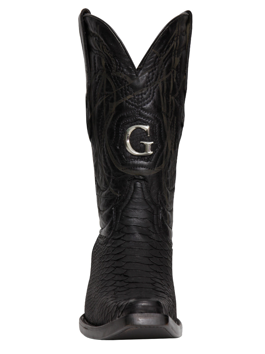 El General Men's Exotic Python Leather Cowboy Boots - Black 45087