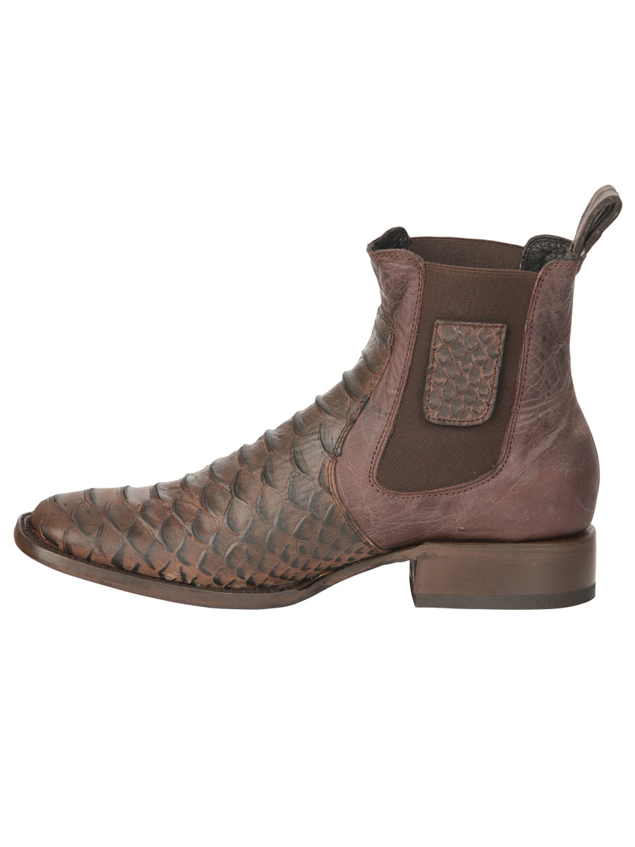 El General Men's Python Imitation Brown Ankle Boots 45092