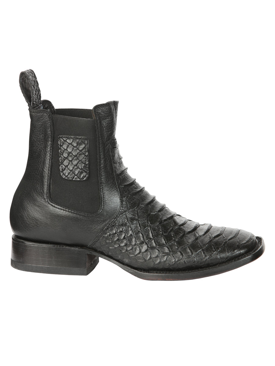 El General Men's Python Imitation Black Ankle Boots 45093