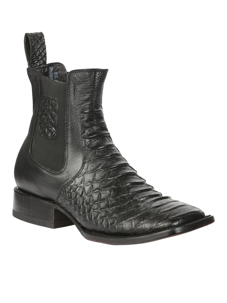 El General Men's Python Imitation Black Ankle Boots 45093