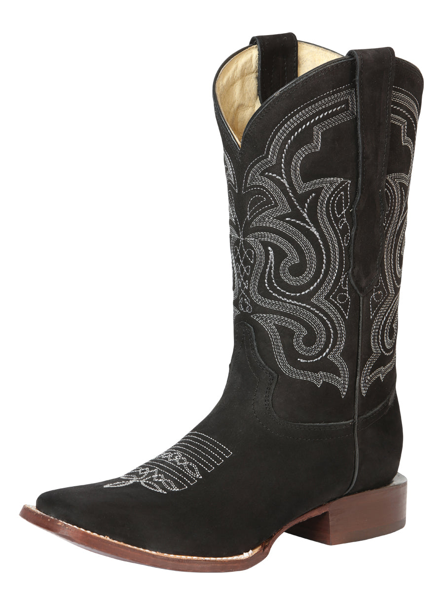El General Men's Rodeo Boot – Nubuck Leather - Black 45205