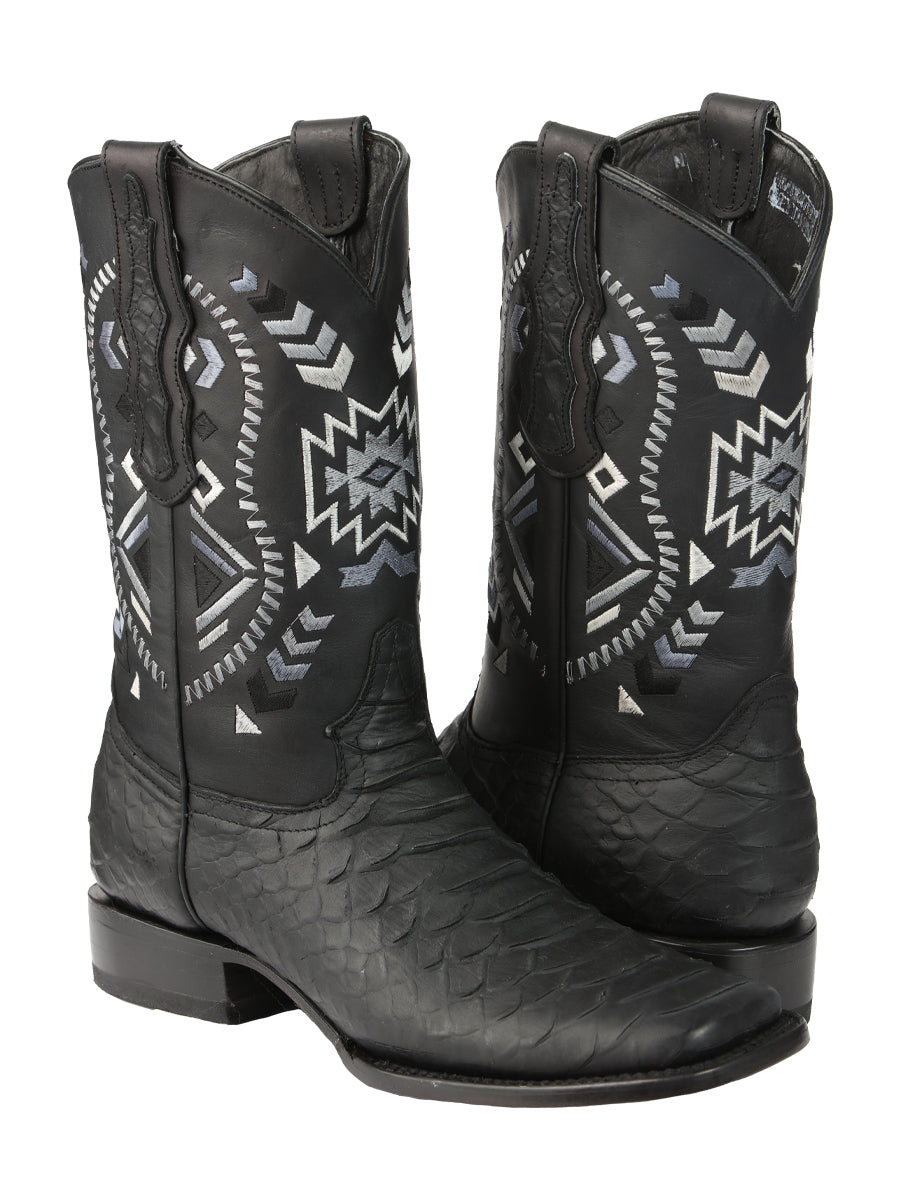 El General Men's Black Python Imitation Rodeo Boots 45398