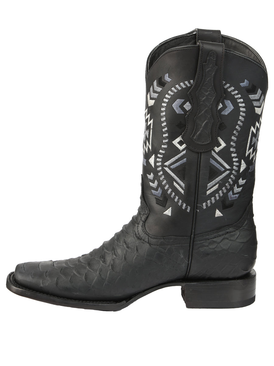 El General Men's Black Python Imitation Rodeo Boots 45398