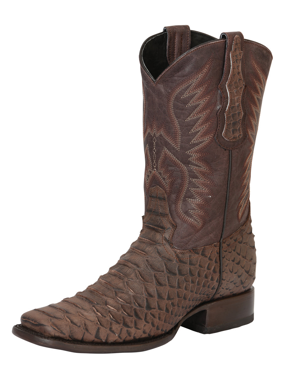 El General Men's Python Imitation Rodeo Boots - Brown 45527