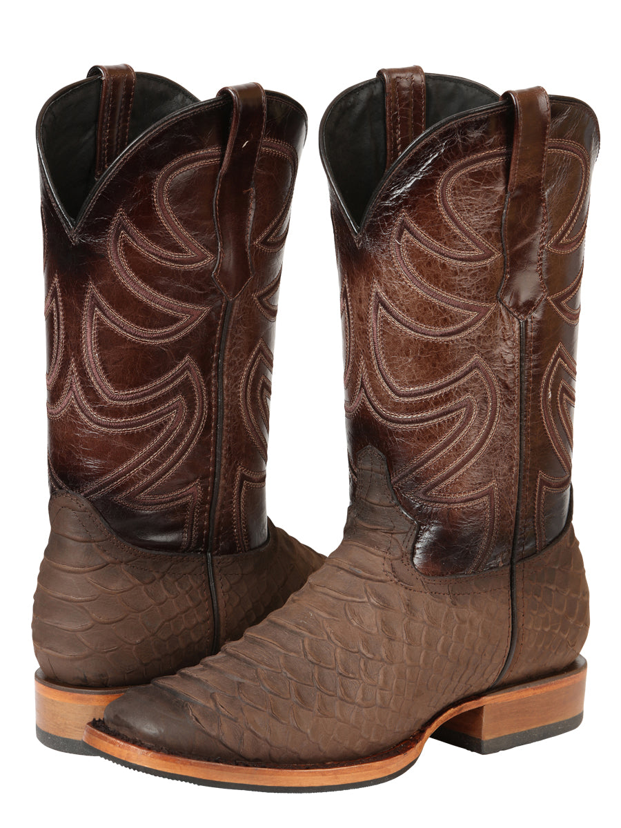 El General Men's Rodeo Boot Imitation Python - Brown 45562
